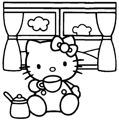 Kolorowanka Hello Kitty z kubkiem