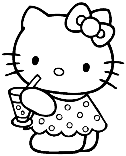 Kolorowanka Hello Kitty z napojem