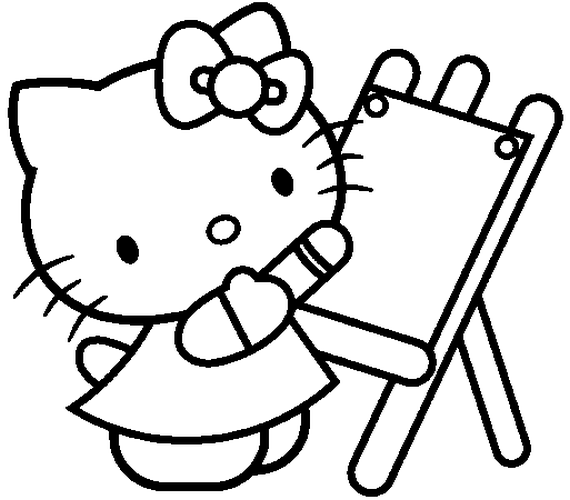 Kolorowanka Hello Kitty ze sztalugą