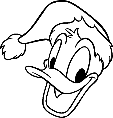 Kolorowanka Kaczor Donald w czapce świątecznej