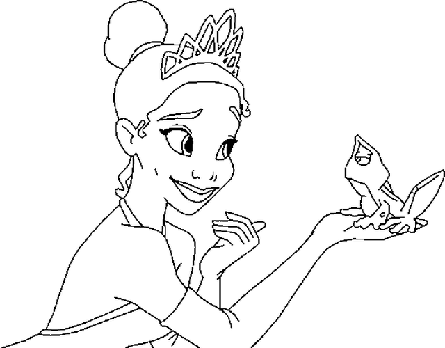 Kolorowanka księżniczka Tiana i żaba