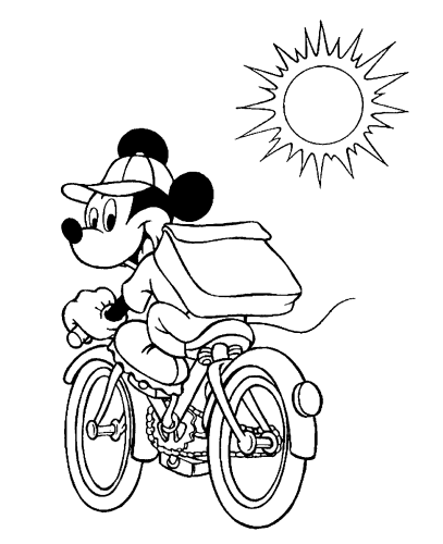 Kolorowanka Myszka Miki na rowerze