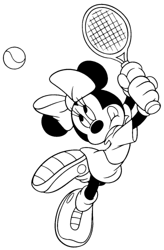 Kolorowanka Myszka Mini gra w tenisa